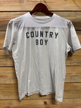 Country Boy Graphic Tee in Off White/Black- Men's Short Sleeve, Large